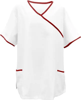 Produktbild von Schlupfkasack weiß mit Paspel bordeaux Gr. 4XL : 4XL : bordeaux : 50% Baumwolle 50% Polyester 175 g/m²