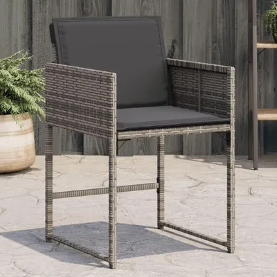 Produktbild von Maison Exclusive - Gartenstühle mit Kissen 4 Stk. Grau Poly Rattan