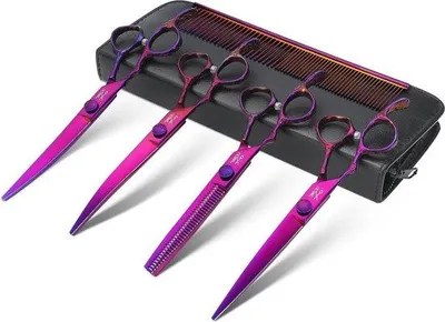 Produktbild von Hundeschere-Set 6-in-1 gebogen für Haustiere