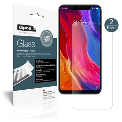 Produktbild von 2x Schutzfolie für Xiaomi Mi 8 matt - Anti-Shock 9H Folie dipos Glass