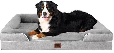 Image de Lit orthopédique XXL pour chien, 132 x 104 x 20 cm, gris, imperméable