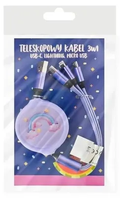 Obrázok produktu pre Kľúčenka s nabíjacími káblami, fialová, 3 v 1 – MCD