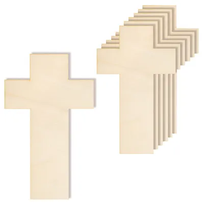 Obrázek produktu pro Creative Deco 10 x velký dřevěný křížek | 20 x 12,5 cm | pro řemeslné práce a malování | výřezy pro malování, zdobení, dárky a decoupage