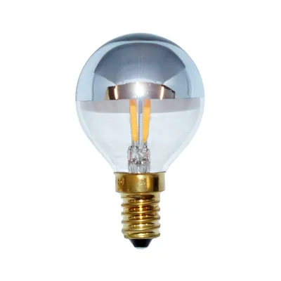 Produktbild von LED Filament Tropfen 2W = 25W E14 Kopfspiegel Silber Glühfaden warmweiß 2700K