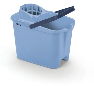 Imagen del producto de Cubo rectangular de 14 litros con exprimidor, color azul, marca MERY