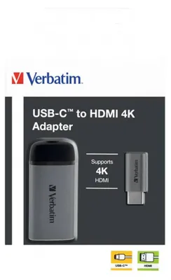 Productafbeelding van Verbatim VER49143 USB-C naar HDMI 4K adapter - Voor het aansluiten van laptops en MacBooks op een beamer of monitor - Grijs