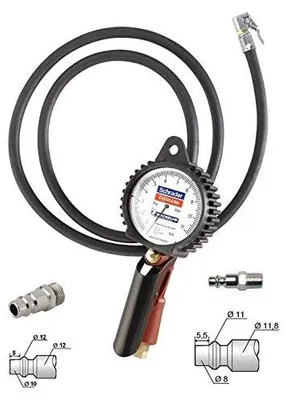 Image de Pompe à air pour pneus - Manomètre - Tuyau de 7/13 mm - 1,5 mètre - De 0,7 à 11 bars