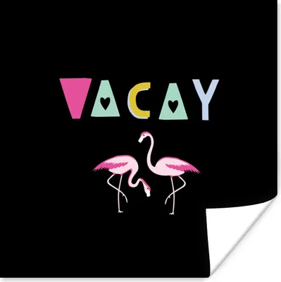Produktbild von MuchoWow® Poster Sommer - Flamingo - Schwarz 75x75 cm - Wand Dekoration