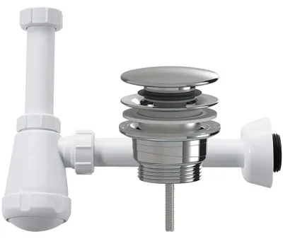 Obrázek produktu pro CERANO - Sifon umyvadlový - DN32-50/250 mm - bílá lesklá s výpustí click-clack - univerzální - plast - chrom