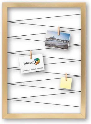 Immagine prodotto di Portafoto con clip - Cornice per collage - Decorazione da parete - 20 graffette in legno - 50 x 70 cm - Oro