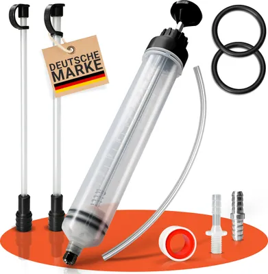 Produktbild von ATHELON® Ölabsaugpumpe [Spritze 500ml] - Universelle Absaugpumpe für Getriebeöl, Frostschutzmittel, Wasser oder Ölwechsel bei Auto & Co. - Ölspritze inkl. Schlauch & Verlängerungen