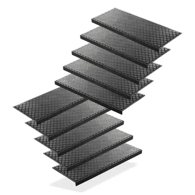 Produktbild von BigDean 10 Stück Stufenmatten aus Gummi – 75 x 25 cm – Outdoor Treppenstufenmatten – Anti Rutsch Gummimatten Karo Design