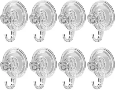 Immagine prodotto di Ganci a ventosa trasparenti riutilizzabili Unyqoos® (7 cm) – capacità fino a 3 kg, in plastica, senza necessità di foratura, ideali per cucina e bagno
