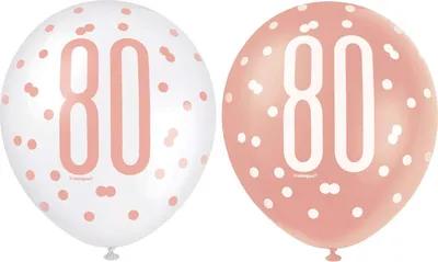 Image de 6 ballons or rose nombre 80
