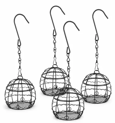 Produktbild von Vogelfutterhalter 4er Set Metall, 360° Futterspender für Meisenknödel, Vogelhaus Garten Balkon Wildvogel Fütterung Outdoor