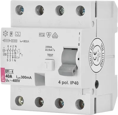 Produktbild von ETI FI-Schalter EFI-4 4-polig 40A 300mA Typ A selektiv