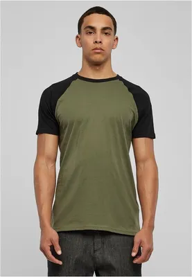 Zdjęcie produktu dla Męska koszulka Urban Classics Raglan Contrast Tee oliwkowo-czarna – rozmiar S
