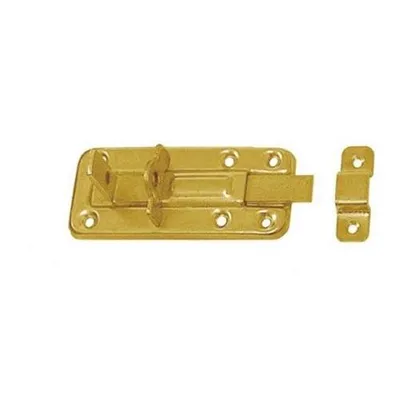 Produktbild von Türriegel mit Schlaufe und flachen Griff 100x42x5,0mm gelb verzinkt