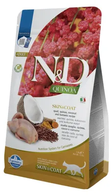 Zdjęcie produktu dla Farmina N&D Cat Quinoa Skin & Coat Quail 1,5kg Sucha Karma z Przepiórką Dla Kota Zdrowa Skóra i Sierść
