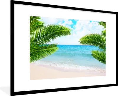 Produktbild von MuchoWow® Gerahmtes Poster Tropisch - Strand - Meer 90x60 cm - Poster mit Schwarzem Bilderrahmen Wandposter Rahmen Foto Bilder - Wanddekoration - Fotos