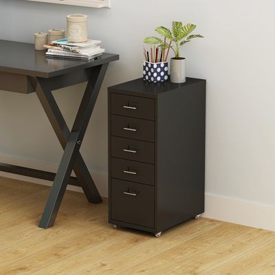 Mobilný podstavec "Kökar" s 5 zásuvkami oceľ 69 x 28 x 41 cm čierny matný
