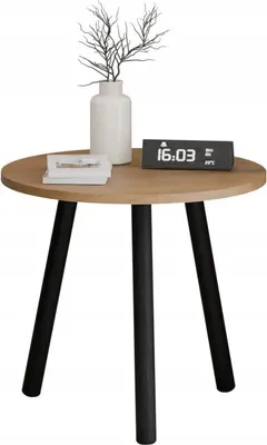 Zdjęcie produktu dla Kawowy Okrągły Stolik Ława Loft Industrial Salon 55 cm