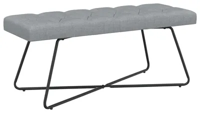 Zdjęcie produktu dla Ławka vidaXL z pikowanym obiciem, jasnoszara, 110 x 40 x 46 cm, materiał
