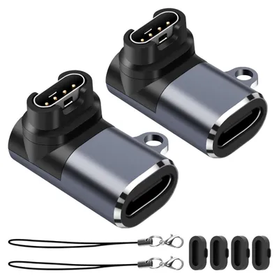 Productafbeelding van Qost - USB-C naar Garmin Adapter - Spacegrey - Oplaad Connector 90 Graden - Compatibel met Garmin Instinct / Forerunner / Fenix - 2-Pack