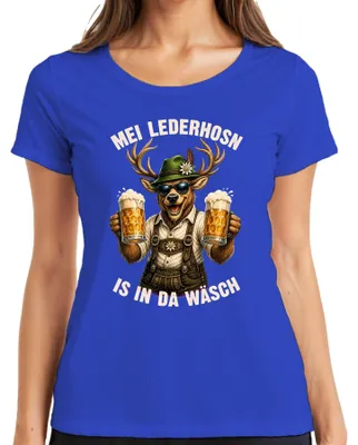 Imagen del producto de Mei Lederhosn - Camiseta para mujer, estilo Dirndl, con estampado de lederhosen de , color azul, talla XXL