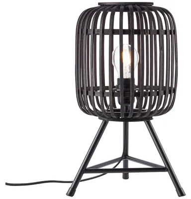 Produktbild von Brilliant Woodrow Tischleuchte, geeignet für LED-Leuchtmittel, Schnurzwischenschalter für einfaches Bedienen, ideal für Wohn- & Schlafzimmer, 41cm, dunkel/schwarz Bambus