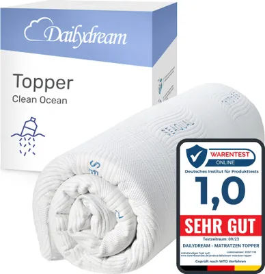 Produktbild von Clean Ocean Topper - Model M - 50 bis 90kg Körpergewicht / 140x200x5cm  -  ["CertiPUR™"," 100","Climate Pledge Friendly"]