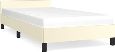 Produktbild von vidaXL Bettgestell mit Kopfteil ohne Matratze Creme 100x200 cm