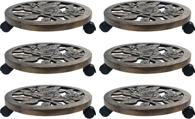 Image de Chariots pour plantes 6 pcs Bronze 38 cm Plastique