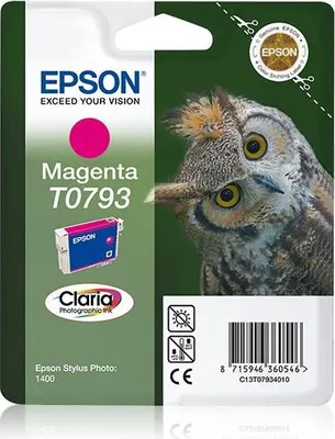 Produktbild von Epson Owl Singlepack Magenta T0793 Claria Photographic Ink, Magenta, Tinte auf Pigmentbasis, 1 Stück(e)