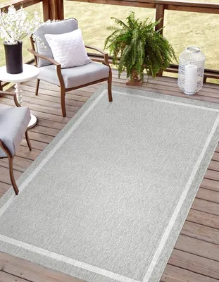 Produktbild von Outdoor Teppich FRAME 120 x 170 cm Weiß-Grau