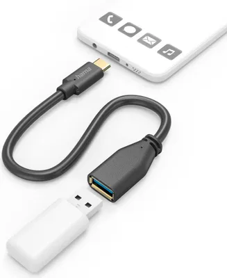 Image de Câble adapt. USB, OTG, f. mâle USB-C - f. femelle USB-A, 15 cm, noir