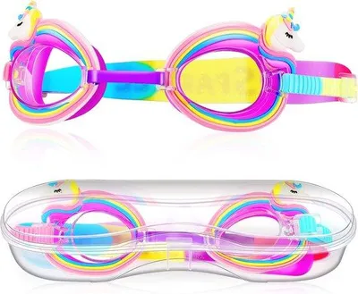 Produktbild von Famanu Schwimmbrille Kinder ohne Undichtigkeit, Anti-Beschlag für Kleinkinder von 4-8 Jahren in niedlichem Einhornstil