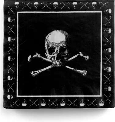 Produktbild von Schwarze Totenkopf Servietten mit Piratenschädel 20 St.