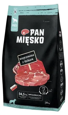 Zdjęcie produktu dla PAN MIĘSKO Wieprzowina z dzikiem XL - sucha karma dla psa - 20 kg
