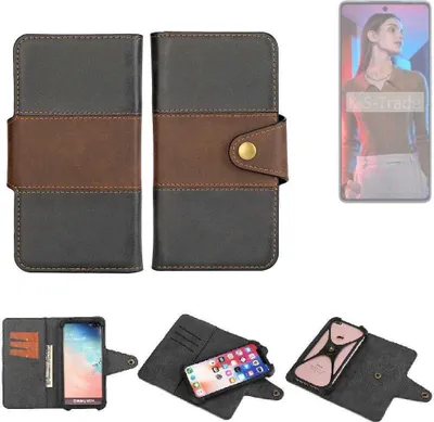 Produktbild von K-S-Trade Handyhülle Schutzhülle Hülle Bookstyle Wallet-Case kompatibel mit Tecno Camon 20 Pro Bumper Rundumschutz schwarz-braun 1x