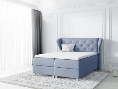 Produktbild von Stoff Boxspringbett Textil Design Doppel Hotel Modern Bett Schlafzimmer Betten