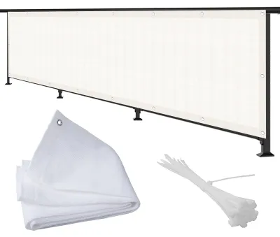 Image de Panneau de protection pour balcon, en HDPE, avec protection solaire, de 0,6 m ou 0,7 m de hauteur