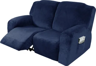 Obrázek produktu pro 6 kusů strečových potahů na pohovku Slipcover Furniture Protector pro 2 polštáře na gauč, tmavě modrá