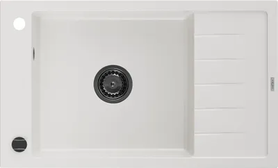 Immagine prodotto di Mexen Elias lavello in granito 1-vasca con gocciolatoio 795 x 480 mm, bianco, sifone nero - 6511791005-20-B