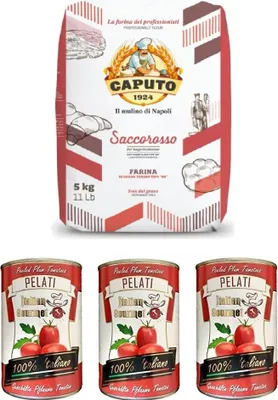 Produktbild von Testpaket Caputo Cuoco Farina Pizzamehl Mehl 5Kg + Italian Gourmet 100% italienische geschälte Tomaten dosen 3x 400g