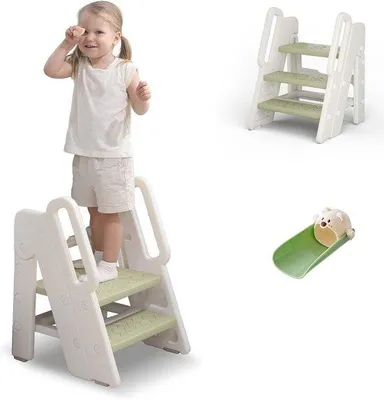 Produktbild von Famanu Kinderhocker mit Lehne - Verstellbare Höhe - 43 x 41 x 57 cm - Grün