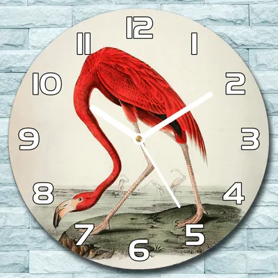 Produktbild von Wanduhr aus Glas Rund fi 30 Flamingo Vintage Quarz Deko Schlafzimmer Büro