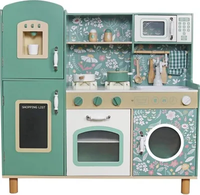Image de Cuisine pour enfants en bois avec effets sonores - Style vintage