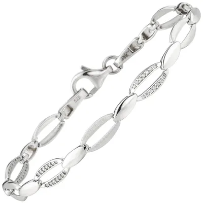 Produktbild von 5,8mm Armband aus 925 Silber mit 70 Zirkonia 19,5cm Armschmuck Armkette Damen