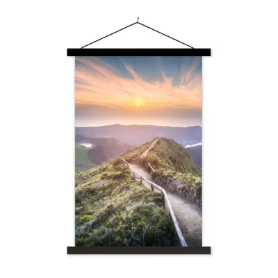 Produktbild von MuchoWow® Textilposter Berge - Sonne - Natur 60x90 cm mit schwarzem Rahmen - Poster Wohnzimmer